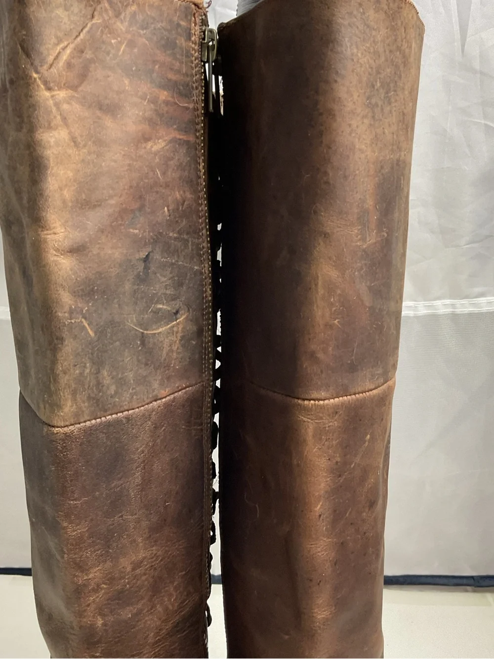 Miss Macie Brown Leather Tall Riding Lace-Back Side Zip Boots Women’s Size 9M